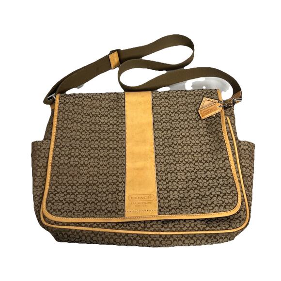 Coach Signature Hudson Commuter Messenger Bag F77004 Laptop Diaper Travel Work - Picture 1 of 13